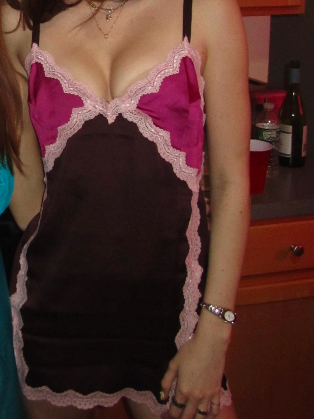 Free People Burgundy Slip Dress with Pink Accents - Picture 3 of 3
